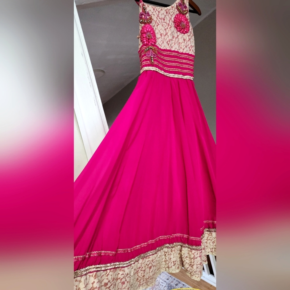 Pink and Cream Embellished Dress